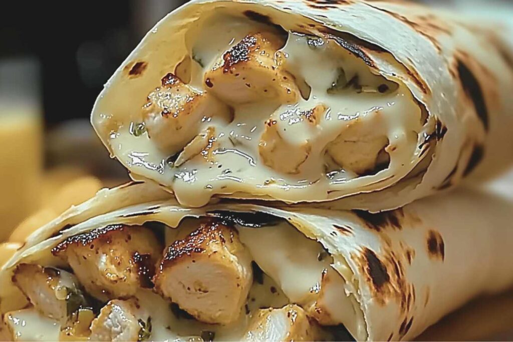 Cheesy Garlic Chicken Wraps