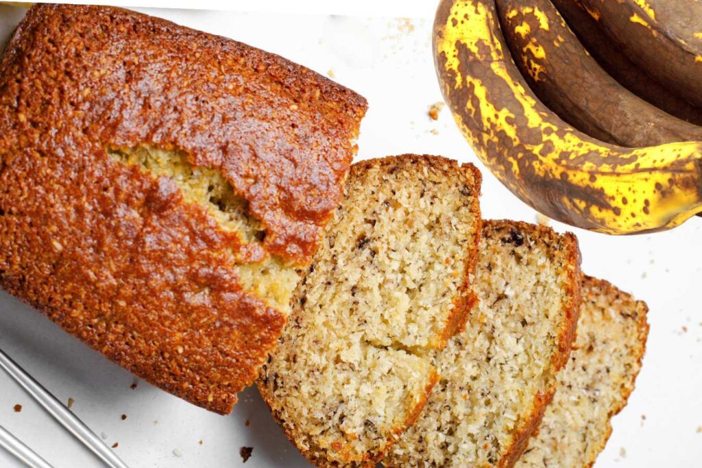 Image of Older Bananas and an Banana Bread.