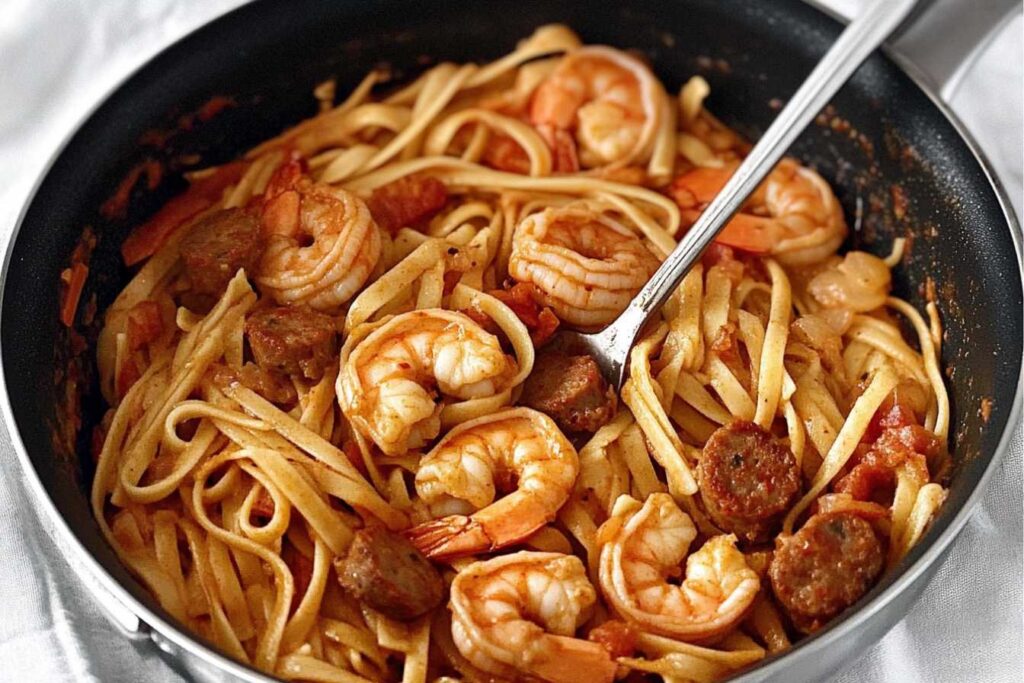 Image of an Shrimp and sausage Pasta