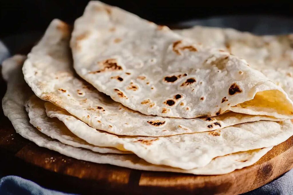 Freshly baked lavash bread ready to be used for pizza.